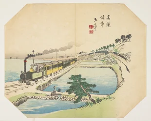 Train revenant à la gare de Takanawa, après 1872